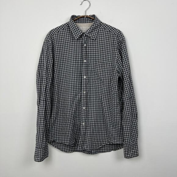Rag & Bone Shirt Men’s Medium Plaid Flip Cuff Button Up Tailored Workwear - Picture 1 of 8